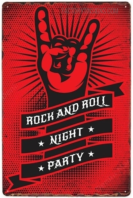 Rock And Roll Night Party Typography Figure Vintage Metal Signs Retro Metal Tin Signs for Bar Wall Décor And Wall Hanging