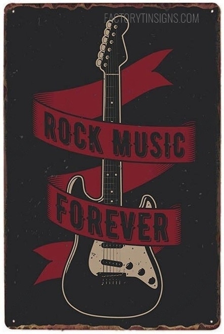 Rock Music Forever Typography Vintage Metal Signs Retro Metal Tin Signs for Wall Décor And Wall Hanging