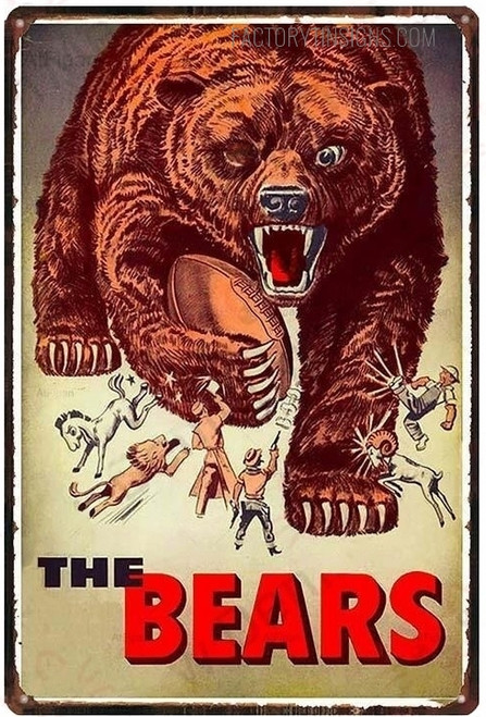 The Bears Typography Animal Vintage Metal Signs Retro Metal Tin Signs for Wall Hanging And Wall Décor