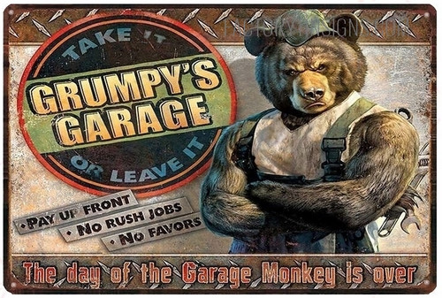 Take It Grumpy’s Garage Or Leave It Typography Animal Vintage Metal Signs Retro Metal Tin Signs for Wall Hanging And Living Room Décor