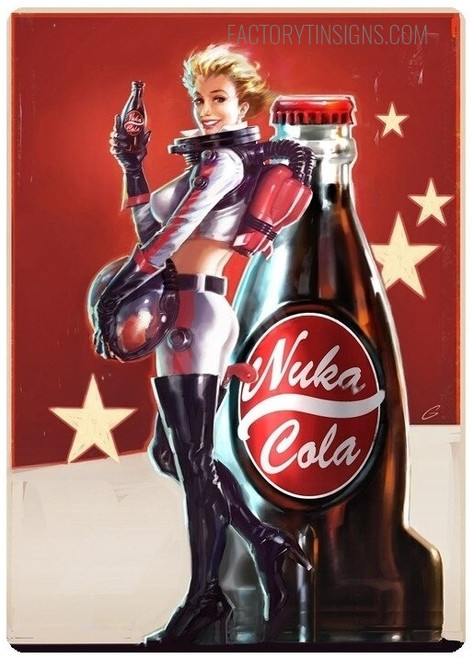 Nuka Cola Typography Figure Vintage Metal Signs Retro Metal Tin Signs for Wall Hanging And Wall Décor