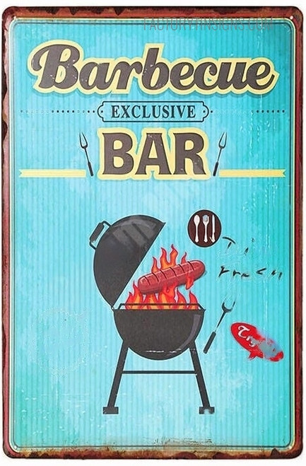 Barbecue Exclusive Bar Typography Food Vintage Metal Signs Retro Metal Tin Signs for Wall Hanging And Bar Wall Décor
