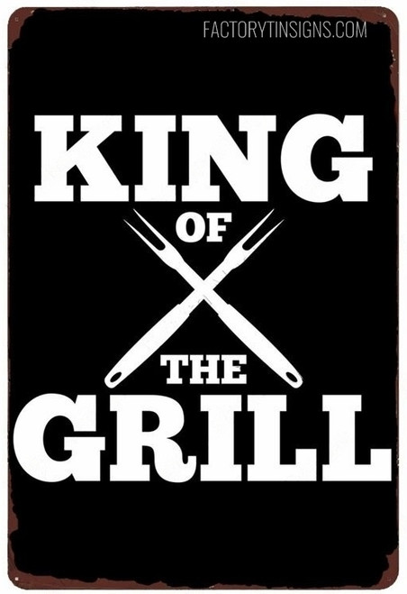 King of The Grill Typography Vintage Metal Art Old Tin Signs For Sale For Hotel Restaurant And Home Decorative Wall Hangings