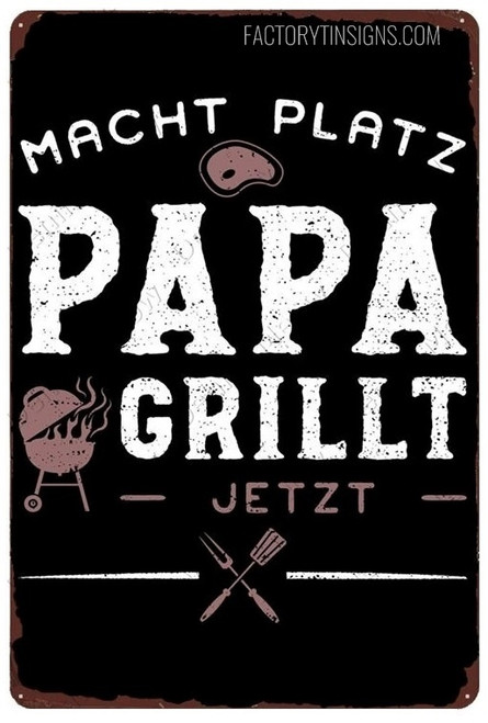 Papa Grillt Typography Retro Metal Art Vintage Tins For Sale For Perfect Restaurant Hotel And Kitchen Decor Ideas