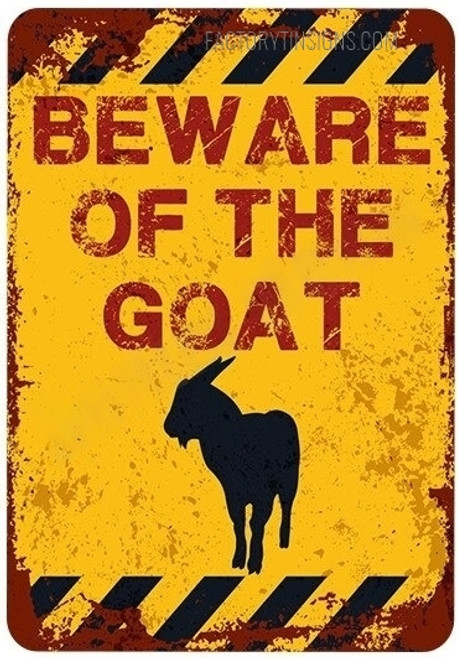 Beware Of The Goat Typography Zoo Animal Vintage Metal Signs Retro Metal Tin Signs for Home Décor And Wall Hanging