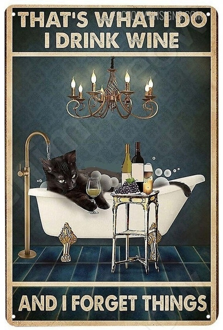 Cat In Bathtub Animal Typography Reproduction Retro Metal Signs Vintage Tin Art For Home Hotel And Restaurant Wall Art Decor