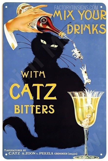 With Catz Bitters Animal Typography Reproduction Retro Tin Art Vintage Metal Signs For Home Wall Decor And Living Room Decoration Ideas