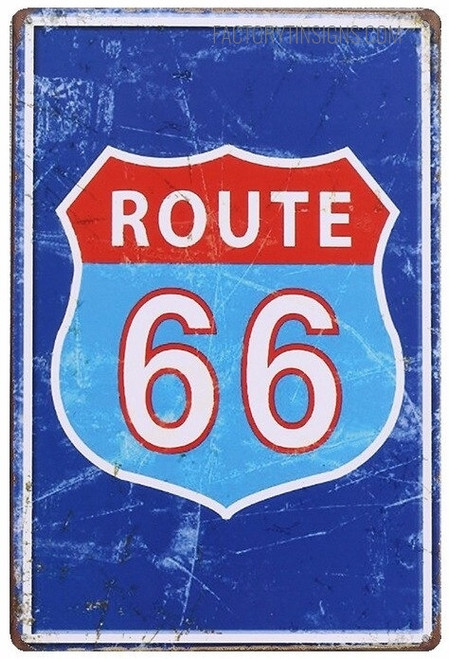 Route 66 Typography Vintage Metal Signs Retro Metal Tin Signs for Wall Hanging And Wall Décor