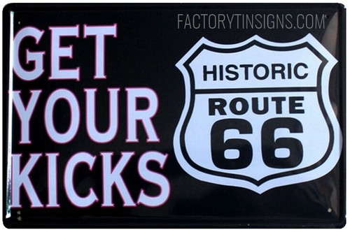Get Your Kicks Historic Route 66 Typography Vintage Metal Signs Retro Metal Tin Signs for Home Décor And Living Room Design