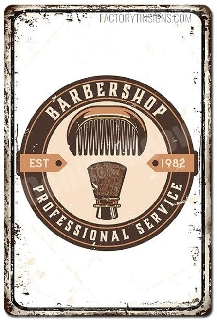 Barbershop Professional Service Typography Shop Vintage Tin Signs for Wall Decor