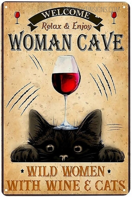 Welcome Relax & Enjoy Woman Cave Typography Animal Tin Signs For Hotel Decoration Design