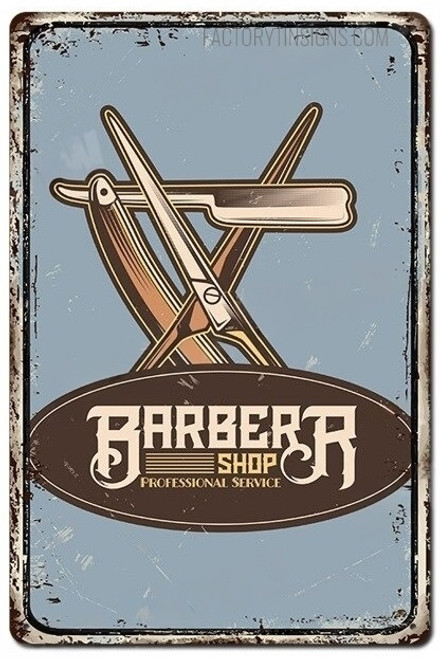 Barbershop Professional Service Typography Shop Tin Sign for Cheap Wall Decor