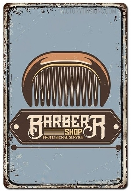Barberrshop Professional Service Typography Shop Metal Tin Sign for Wall Decor