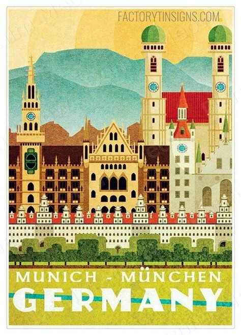 Munich Munchen Germany Typography Vintage Metal Signs for Wall Decor
