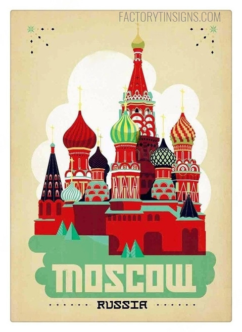 Moscow Russia Typography Vintage Metal Posters for Wall Art Decor