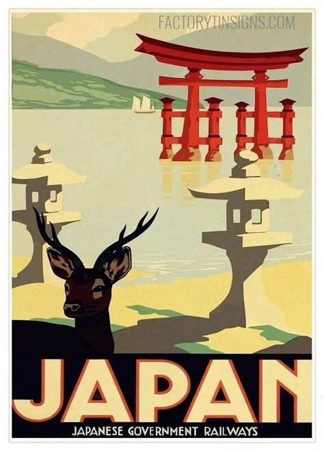 Japan Japanese Government Railways Typography Animal Vintage Metal Signs for Wall Art