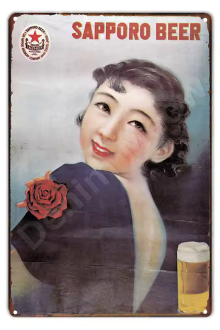 Beautiful Lady Sapporo Beer Figure Art Vintage Japanese Advertisement Poster Beer Signage Buy Beer Decor For Hotel Decoration Design