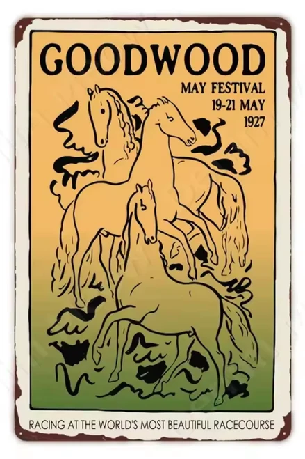 Goodwood May Festival Horse Racing Event Vintage Style Sports Poster Animal Art Advertisement Poster Cheap Wall Art Retro Tin Signs Vintage Posters For Home Décor