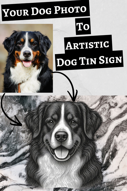 Print Your Dog Photo To Artistic Dog Print Tin Sign Poster | Memorable Art Piece | Custom Tin Sign Dog Artwork
