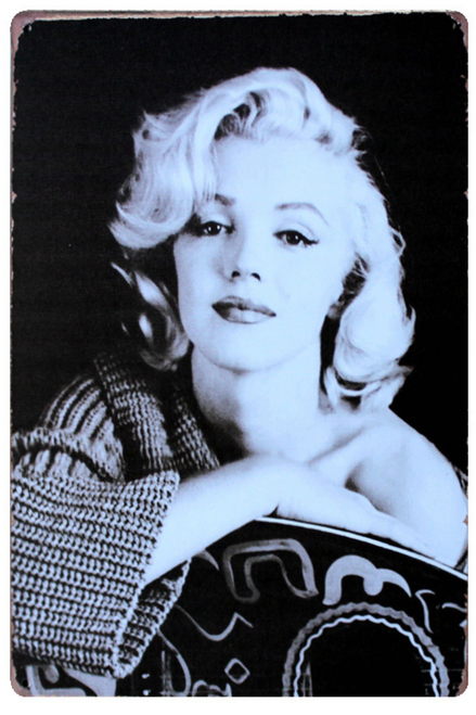 Black And White Portrait Of Hollywood Legend Marilyn Monroe Retro Figure Metal Poster Vintage Style Figure Wall Décor Tin Signs Affordable Metal Tin Signs Online For Living Room Design