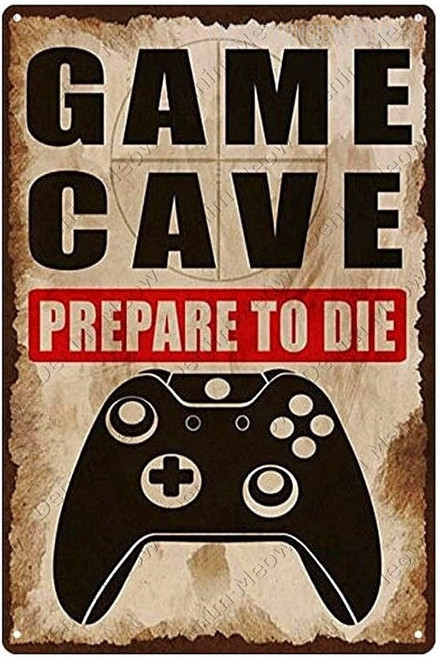 Game Cave Typography Vintage Retro Metal Tin Signs Tin Metal Sign for  Home Décor & Living Room Décor