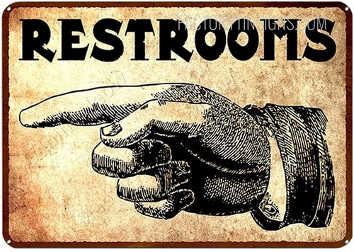 Restrooms Typography Figure Vintage Retro Metal Tin Signs Tin Metal Sign for  Home Decoration & Living Room Décor