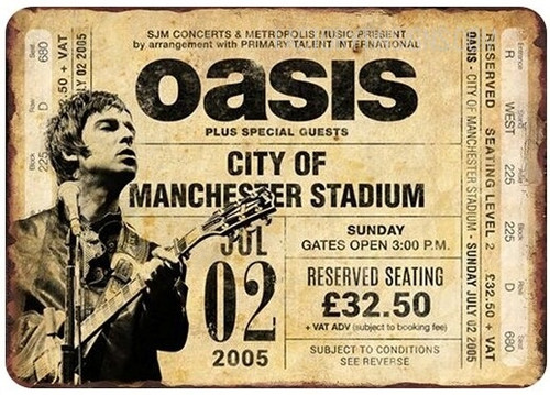 Oasis Band Vintage Typography Music Concert Gig Metal Poster for Home Decoration Plate