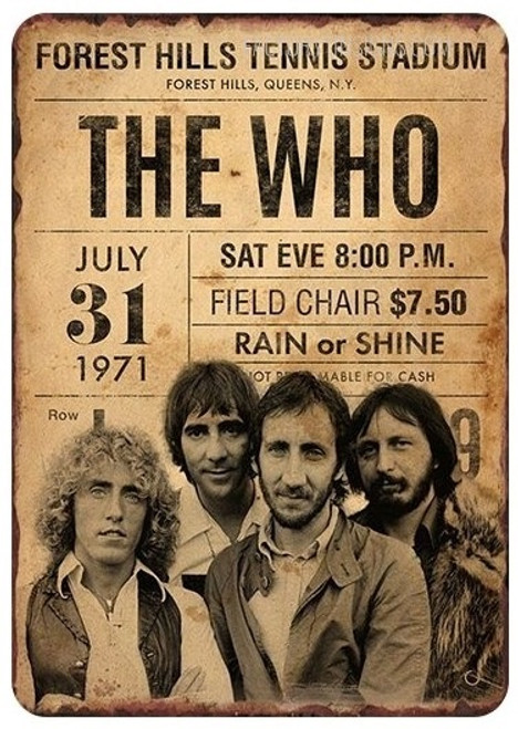The Who Band Vintage Typography Music Poster Metal Bar Sign for Wall Art Decoration