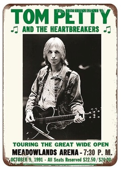 Tom Petty and The Heartbreakers Vintage Typography Music Concert Poster Metal Tin Sign for Home Decoration