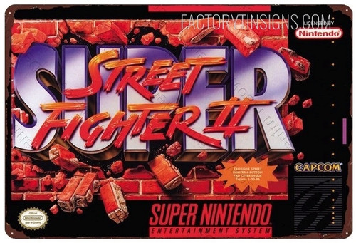 Super Street Fighter II Video Game Vintage Typography Metal Poster Tin Sign for Living Room Décor