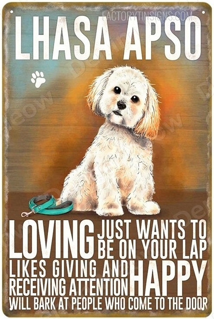 Lhasa Apso Animal Typography Vintage Poster Metal Tin Sign Pet Dog Sign Wall Art Decor for Pet Shop