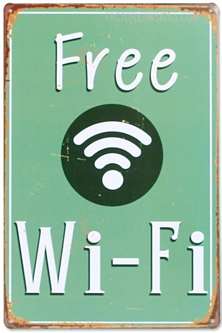 Free Wi Fi Typography Vintage Tin Sign Retro Metal Tin Signs for Wall Décor And Wall Hangings