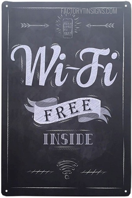 Wi Fi Free Typography Vintage Tin Sign Retro Metal Tin Signs for Wall Décor And Home Décor