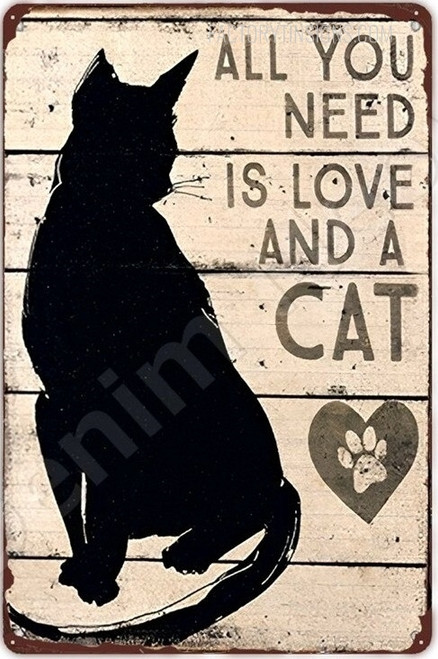 Cat Typography Animal Vintage Metal Tin Signs Retro Metal Tin Signs for Home Décor And Wall Decor