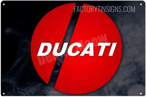 Ducati Logo Vintage Typography Garage Plaque Metal Tin Sign Poster for Wall Art Decoration