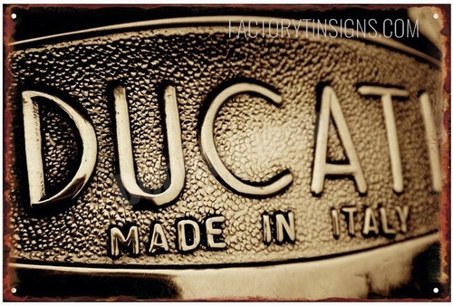 Ducati Buckle Vintage Typography Garage Plaque Metal Tin Sign Poster for Wall Art Decoration