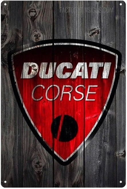 Ducati Corse Logo Motorcycles Vintage Typography Garage Plaque Metal Tin Sign Poster for Wall Art Decoration