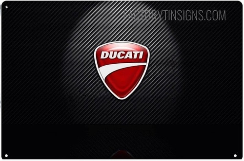 Ducati Logo Motorcycle Vintage Typography Garage Plaque Metal Tin Sign Poster for Wall Art Decoration