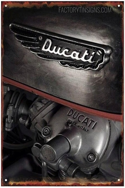 Ducati 350 Scrambler Vintage Typography Garage Plaque Metal Tin Sign Poster for Bike Wall Décor
