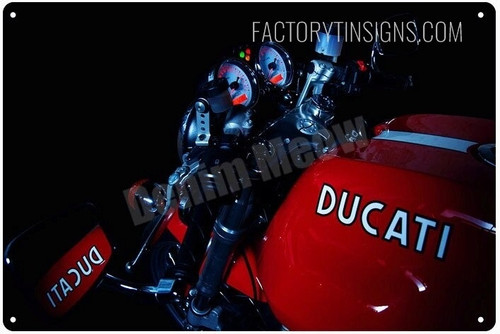 Classic Ducati Motorbike Vintage Typography Garage Plaque Metal Tin Sign Poster for Living Room Décor