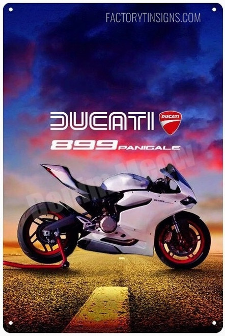 Ducati 899 Panigale Sports Bike Vintage Typography Garage Plaque Metal Tin Sign Poster for Wall Art Decoration