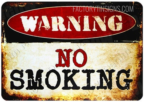 Warning NO Smoking Typography Vintage Rusty Metal Tin Sign Poster for Garage Shop