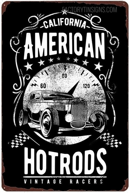 American Hotrods Vintage Typography Garage Plaque Motorcycle Metal Tin Sign Poster for Wall Art Decoration