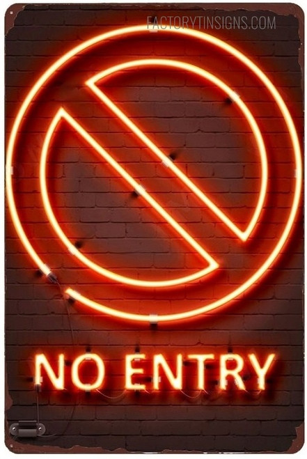 No Entry Typography Vintage Metal Tin Sign Poster for Pub Bar Restaurant Café Décor