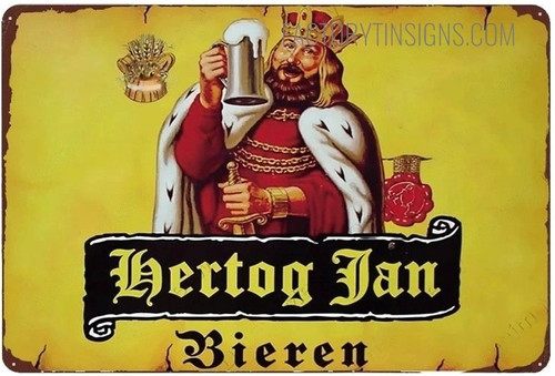 Hertog Jan Vintage Typography Retro Metal Sign Tin Sign for Whisky Belgium Beer Plaque Plates Man Cave