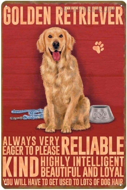 Golden Retriever Typography Animal Vintage Tin Sign Metal Tin Signs for Room Décor And Home Décor