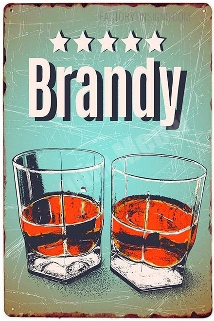 Brandy Typography Vintage Metal Signs Tin Sign for Wall Hanging And Bar Décor