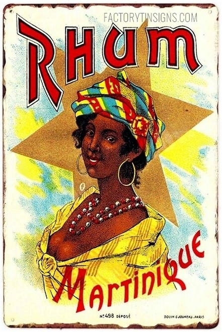 Rhum Martinique Typography Figure Vintage Tin Sign Retro Metal Tin Signs for Wall Décor And Wall Hanging