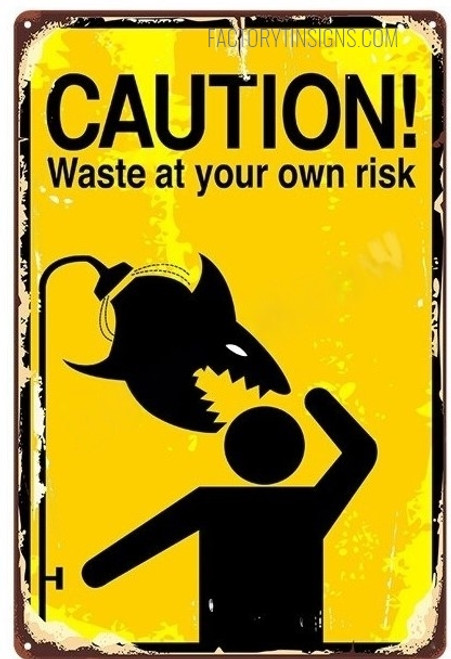 Caution Waste At Your Own Risk Typography Figure Vintage Metal Signs Tin Sign for Wall Décor And Wall Hanging