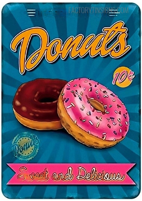 Donuts Typography Food Vintage Metal Signs Tin Sign for Wall Décor And Restaurant Wall Art Décor